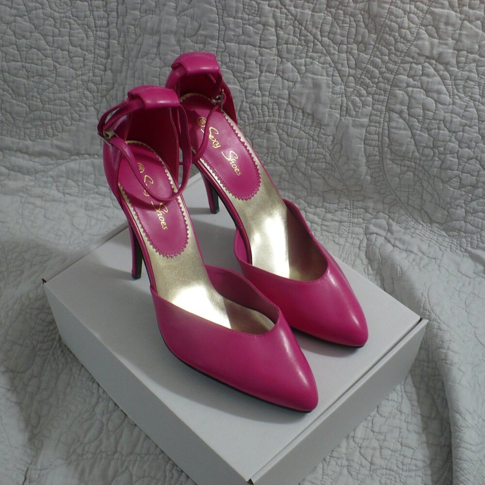NEW WITHOUT BOX- SEXY SHOES HOT PINK 5" HEELS WITH ANKLE STRAP- SIZE 14W